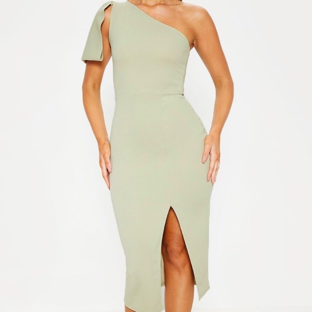 Sage One Shoulder Midi Dress